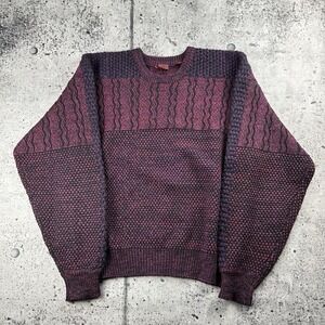 Vintage Bachrach‎ Mohair Wool Blend Pink Purple Sweater Pullover L Textured